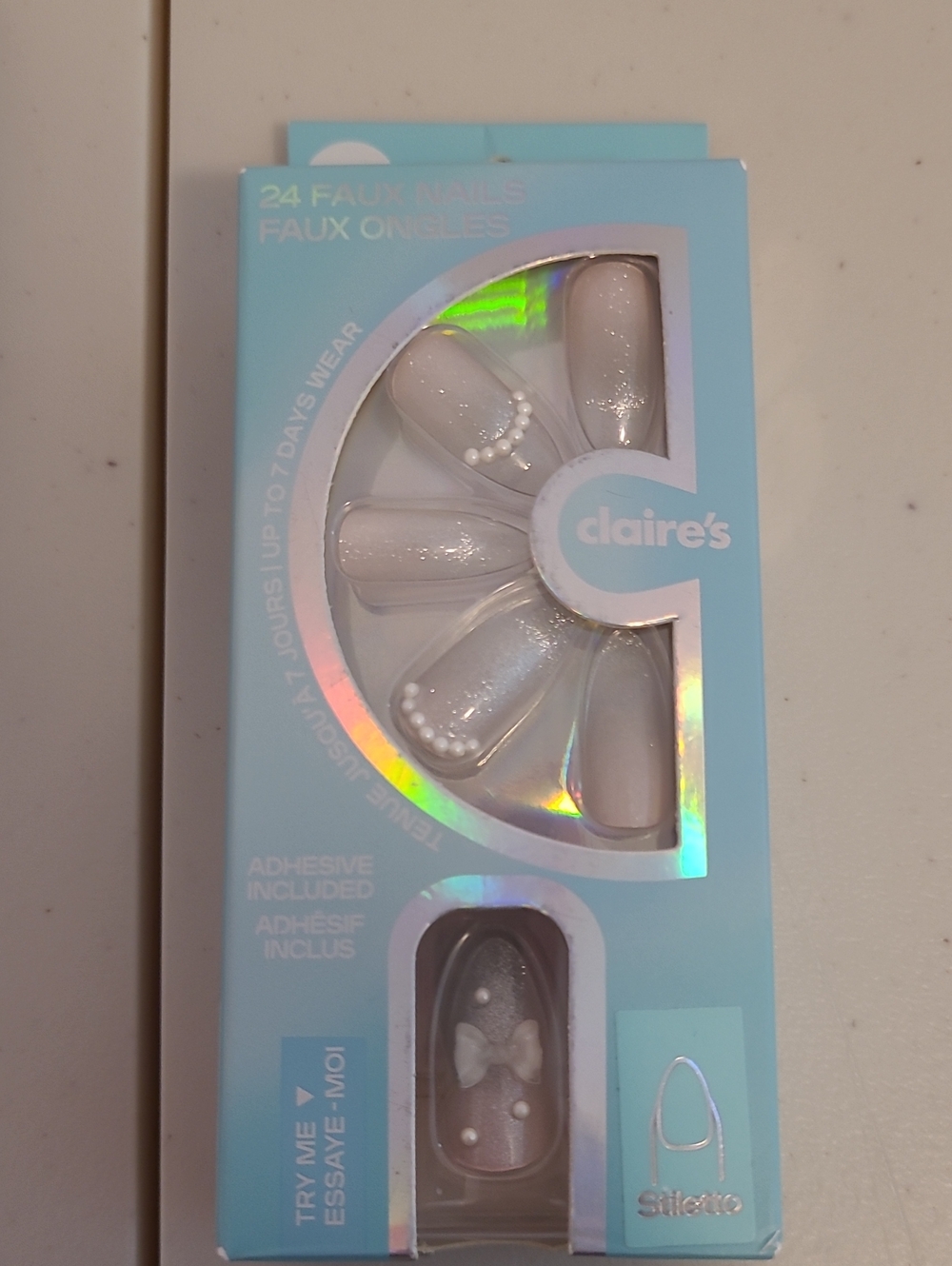 Claire's White Pearl Accent Press-On Nails